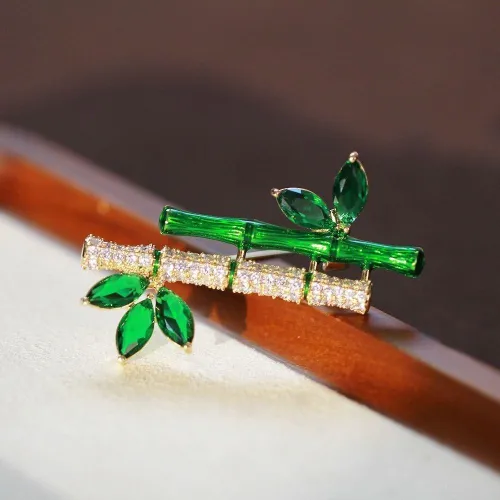Rhinestone Bamboo Shape Hijab Brooch/Pin 